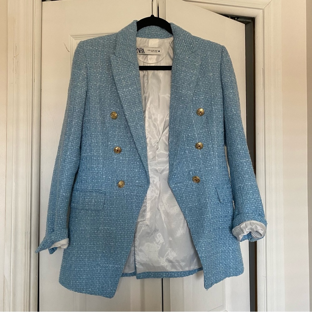 Textured weave blazer